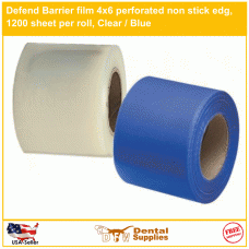 Defend Barrier Film, 4" x 6". Perforated, Non-Stick Edges. -1200pcs Clear / Blue